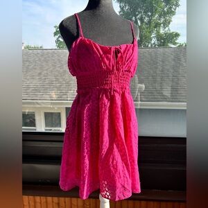 Urban Outfitters Riley Smocked Waist Mini Dress Women’s Medium Floral Pink Daisy